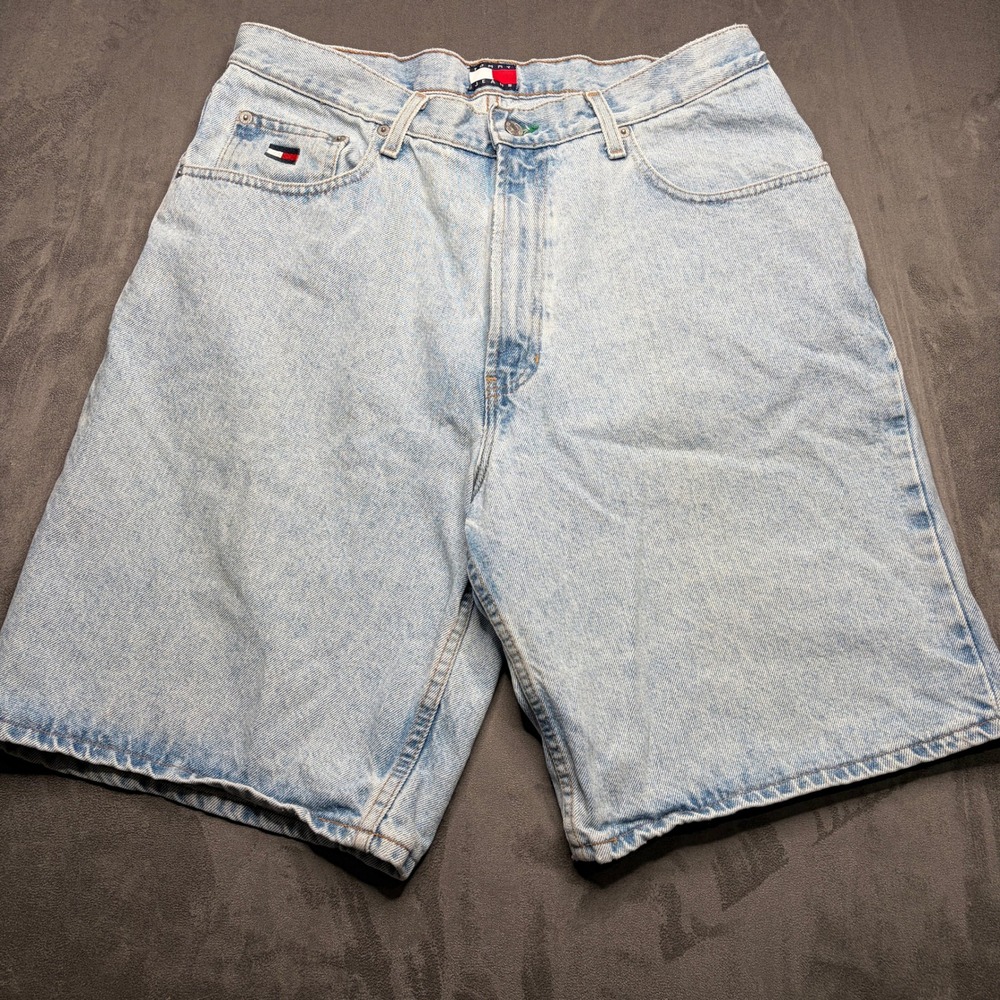Tommy Jeans Denim Shorts Mens 36 Light Wash Blue 90s Vintage Freedom Relaxed